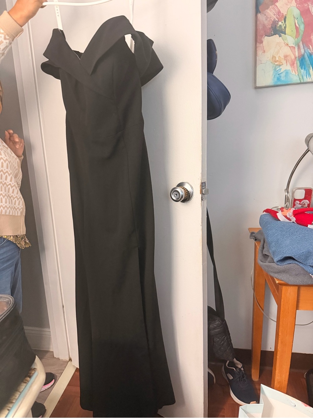 Azazie Off-Shoulder Black Evening Gown
